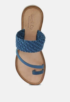ISIDORA Blue Braided Leather Flat Sandal -Her Shoe World ISIDORABraidedLeatherFlatSandal RCSH2040 blue 8