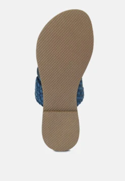 ISIDORA Blue Braided Leather Flat Sandal -Her Shoe World ISIDORABraidedLeatherFlatSandal RCSH2040 blue 9