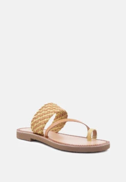 ISIDORA Mustard Braided Leather Flat Sandal