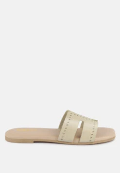 IVANKA Beige Cut Out Slip On Sandals -Her Shoe World IVANKABeigeCutOutSlipOnSandals RCSH4083 BEIGE 1