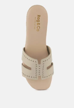 IVANKA Beige Cut Out Slip On Sandals -Her Shoe World IVANKABeigeCutOutSlipOnSandals RCSH4083 BEIGE 7