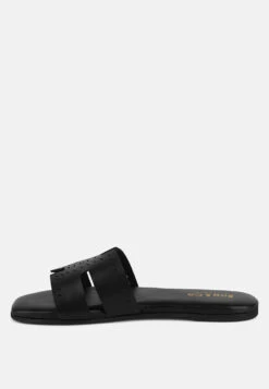 IVANKA Black Cut Out Slip On Sandals -Her Shoe World IVANKABlackCutOutSlipOnSandals RCSH4083 BLACK 2