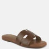 IVANKA Tan Cut Out Slip On Sandals -Her Shoe World IVANKATanCutOutSlipOnSandals RCSH4083 TAN 1