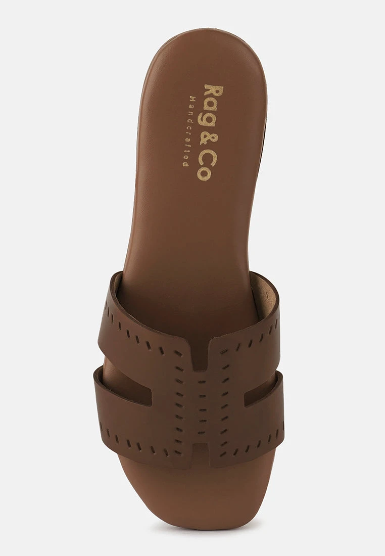 IVANKA Tan Cut Out Slip On Sandals 8 IVANKA Tan Cut Out Slip On Sandals - Image 6