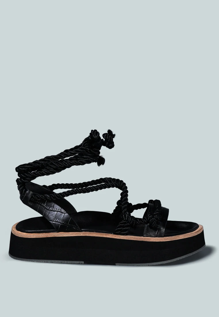 KENDALL Strings Platform Leather Sandal In Black 4 KENDALL Strings Platform Leather Sandal In Black - Image 2