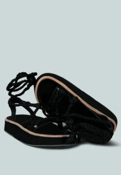 KENDALL Strings Platform Leather Sandal In Black 9 KENDALL Strings Platform Leather Sandal In Black -Her Shoe World KENDALLStringsPlatformLeatherSandalinBlack RCSH2377 Black 3