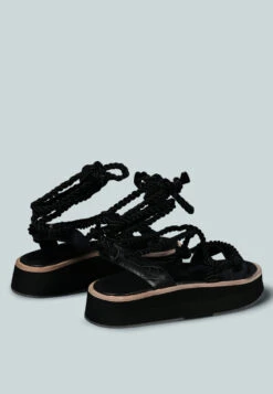 KENDALL Strings Platform Leather Sandal In Black 8 KENDALL Strings Platform Leather Sandal In Black -Her Shoe World KENDALLStringsPlatformLeatherSandalinBlack RCSH2377 Black 5