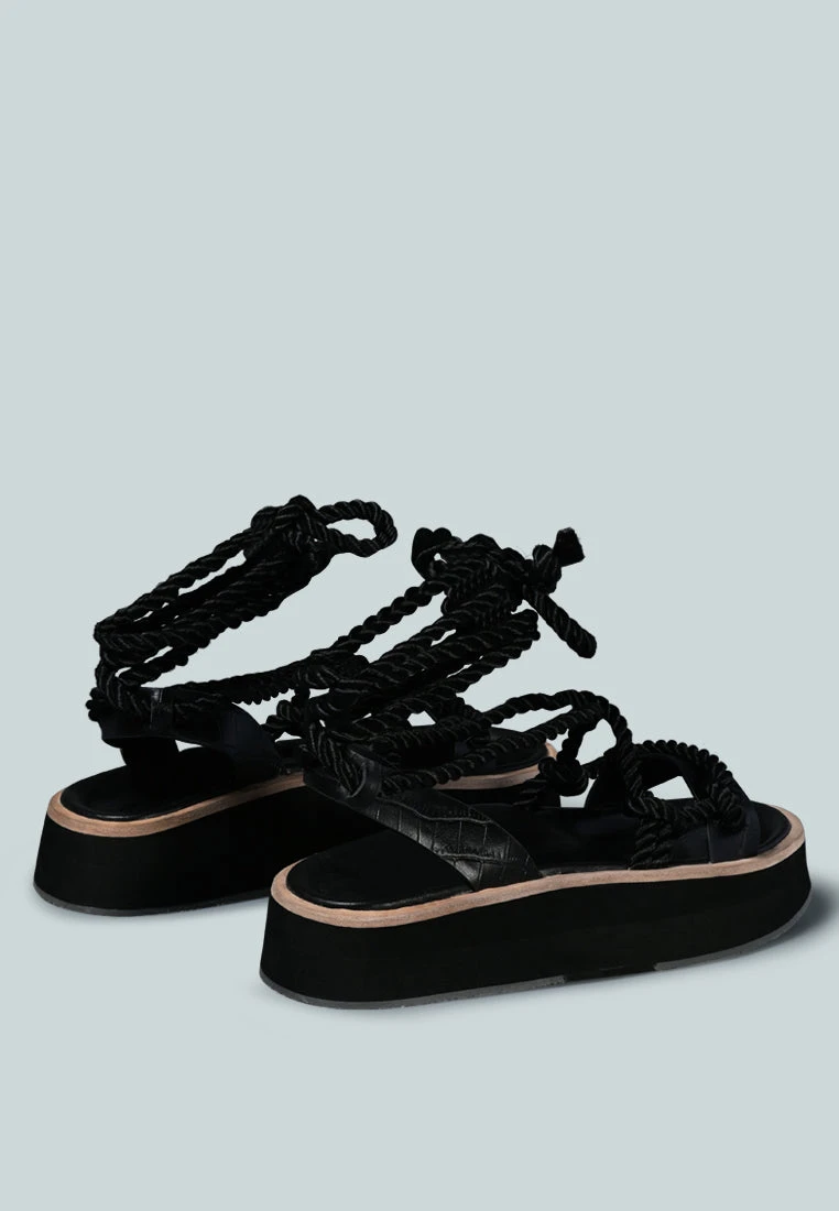 KENDALL Strings Platform Leather Sandal In Black 5 KENDALL Strings Platform Leather Sandal In Black - Image 3