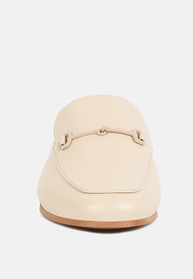 KRISTY Horsebit Embellished Mules In Beige 5 KRISTY Horsebit Embellished Mules In Beige - Image 3