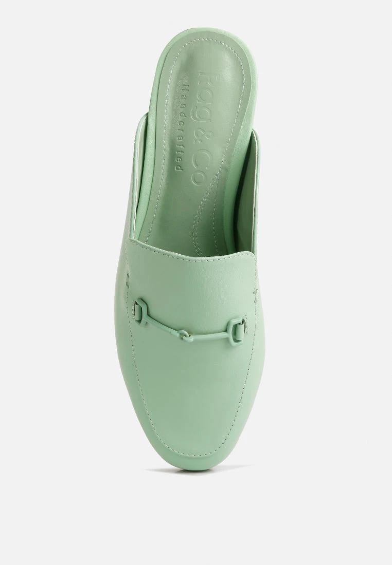 KRISTY Horsebit Embellished Mules In Mint Green 8 KRISTY Horsebit Embellished Mules In Mint Green - Image 6