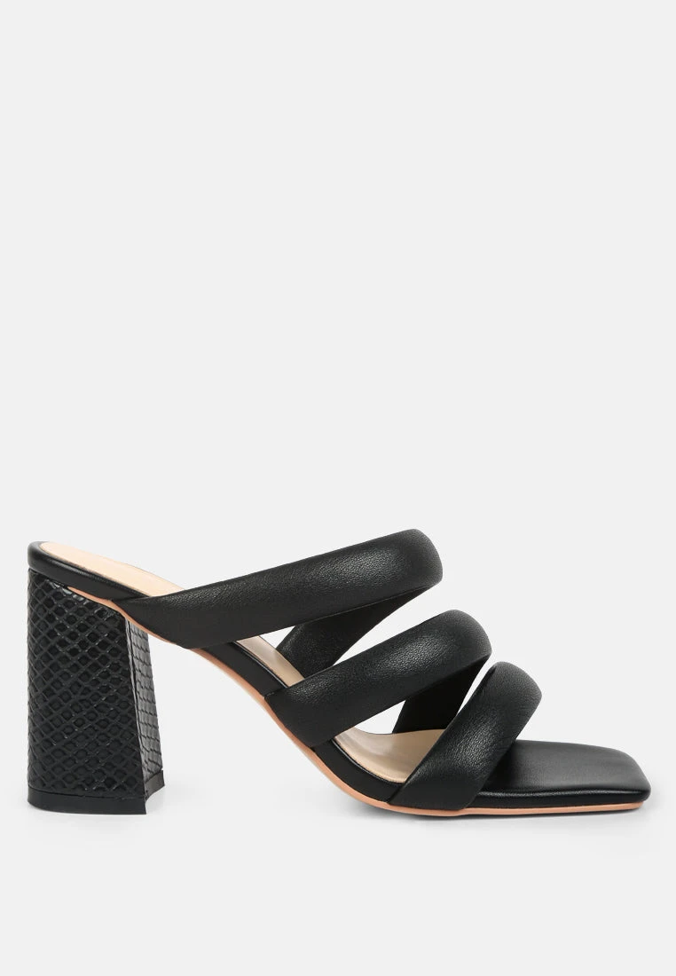 KYWE Black Textured Heel Chunky Strap Sandals 4 KYWE Black Textured Heel Chunky Strap Sandals - Image 2