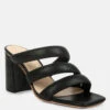KYWE Black Textured Heel Chunky Strap Sandals -Her Shoe World KYWEBlackTexturedHeelChunkyStrapSandals RCSH4173Black 2