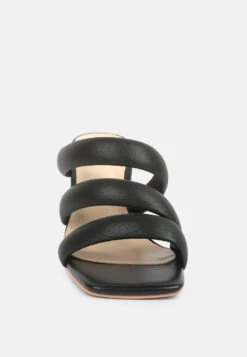KYWE Black Textured Heel Chunky Strap Sandals 11 KYWE Black Textured Heel Chunky Strap Sandals -Her Shoe World KYWEBlackTexturedHeelChunkyStrapSandals RCSH4173Black 3
