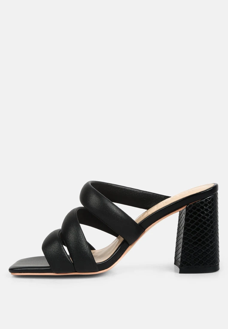 KYWE Black Textured Heel Chunky Strap Sandals 6 KYWE Black Textured Heel Chunky Strap Sandals - Image 4