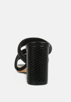 KYWE Black Textured Heel Chunky Strap Sandals 13 KYWE Black Textured Heel Chunky Strap Sandals -Her Shoe World KYWEBlackTexturedHeelChunkyStrapSandals RCSH4173Black 6