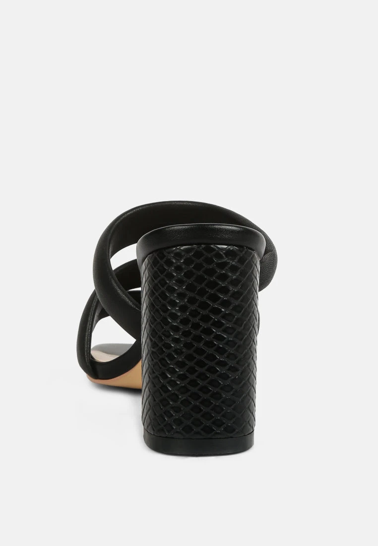 KYWE Black Textured Heel Chunky Strap Sandals 7 KYWE Black Textured Heel Chunky Strap Sandals - Image 5