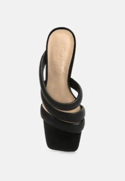 KYWE Black Textured Heel Chunky Strap Sandals 14 KYWE Black Textured Heel Chunky Strap Sandals -Her Shoe World KYWEBlackTexturedHeelChunkyStrapSandals RCSH4173Black 7