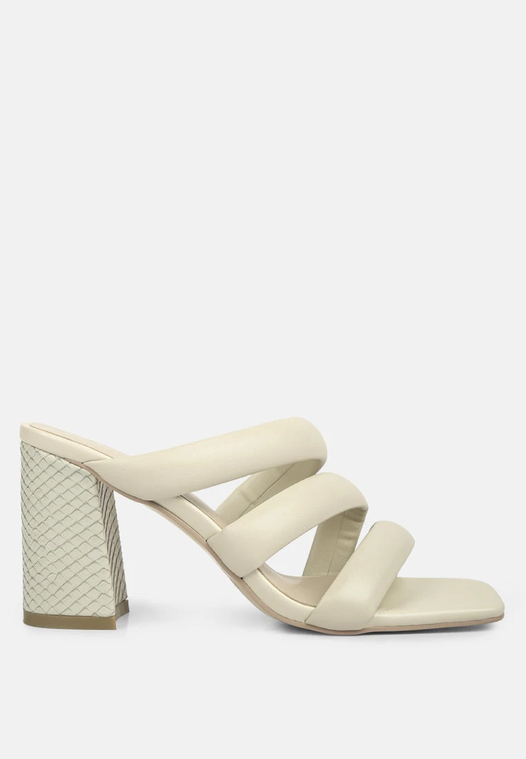 KYWE Off White Textured Heel Chunky Strap Sandals 4 KYWE Off White Textured Heel Chunky Strap Sandals - Image 2