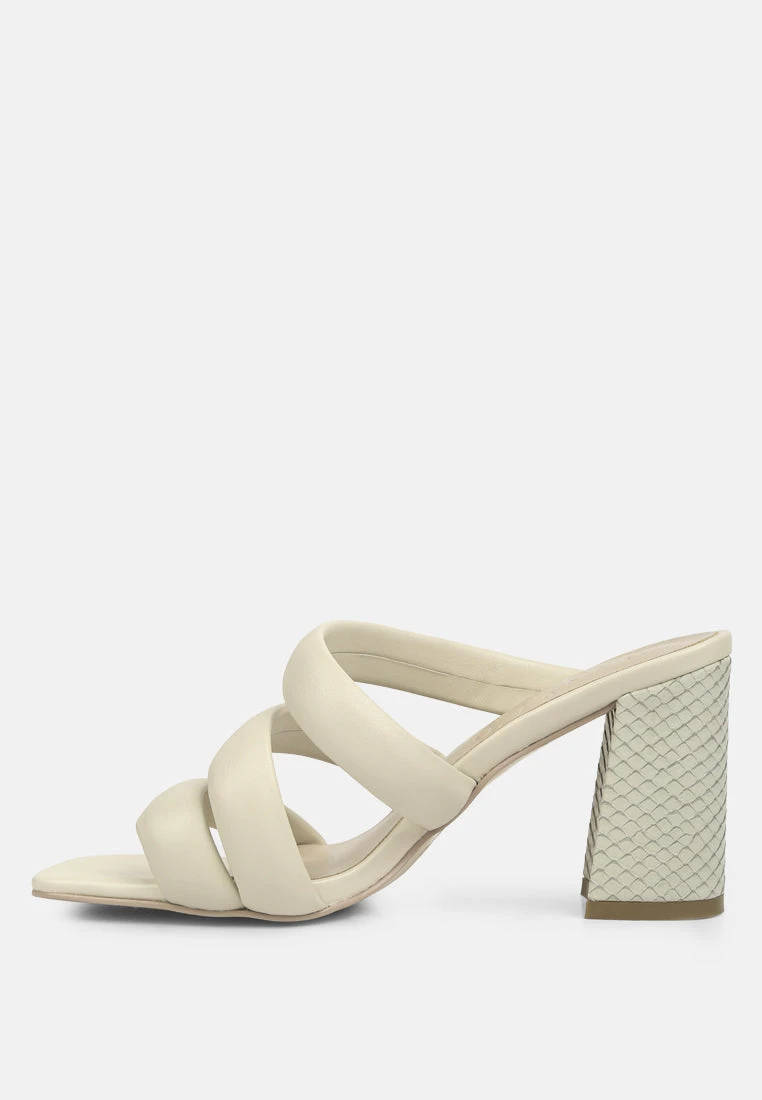 KYWE Off White Textured Heel Chunky Strap Sandals 6 KYWE Off White Textured Heel Chunky Strap Sandals - Image 4