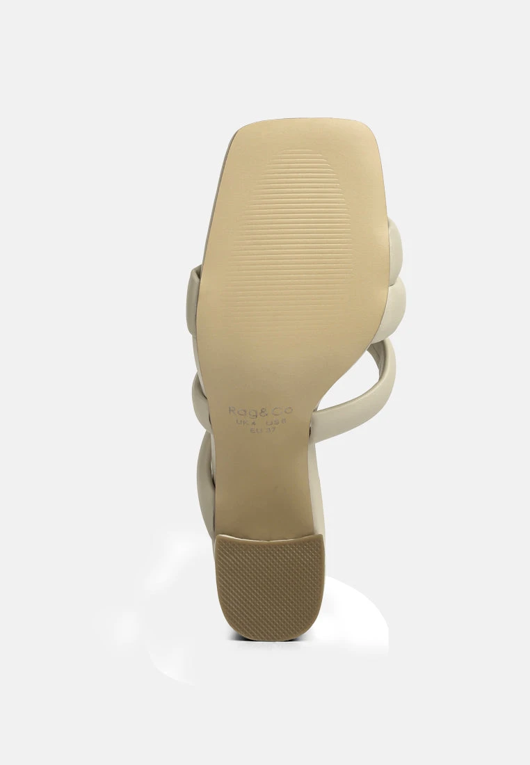 KYWE Off White Textured Heel Chunky Strap Sandals 9 KYWE Off White Textured Heel Chunky Strap Sandals - Image 7