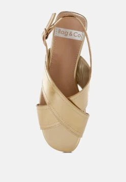 Kanon Metallic Pleather Criss-Cross Flats -Her Shoe World Kanon Metallic Pleather Criss Cross Flats RCSH5480 1