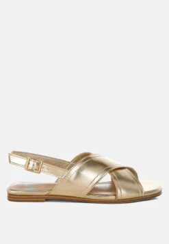 Kanon Metallic Pleather Criss-Cross Flats