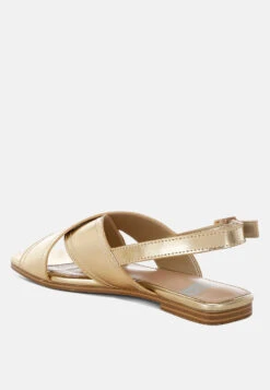 Kanon Metallic Pleather Criss-Cross Flats -Her Shoe World Kanon Metallic Pleather Criss Cross Flats RCSH5480 5