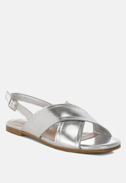 Kanon Metallic Pleather Criss-Cross Flats -Her Shoe World Kanon Metallic Pleather Criss Cross Flats RCSH5480 7 8a95b733 7f31 4572 999c f83a3b619437