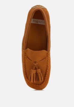 Kipstar Real Suede Leather Tassel Loafers 24 Kipstar Real Suede Leather Tassel Loafers -Her Shoe World KipstarSuedeRoundToeTasselLoafersRCSH5119TAN 10