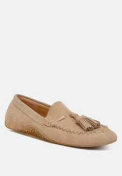 Kipstar Real Suede Leather Tassel Loafers 28 Kipstar Real Suede Leather Tassel Loafers -Her Shoe World Kipstar Suede Round Toe Tassel Loafers RCSH5119 BEIGE 10