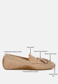 Kipstar Real Suede Leather Tassel Loafers 32 Kipstar Real Suede Leather Tassel Loafers -Her Shoe World Kipstar Suede Round Toe Tassel Loafers RCSH5119 BEIGE 5