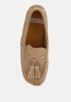Kipstar Real Suede Leather Tassel Loafers 30 Kipstar Real Suede Leather Tassel Loafers -Her Shoe World Kipstar Suede Round Toe Tassel Loafers RCSH5119 BEIGE 6