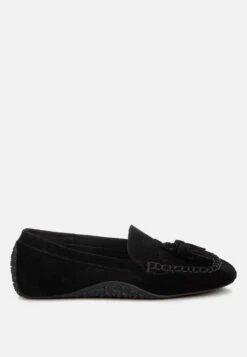 Kipstar Real Suede Leather Tassel Loafers 33 Kipstar Real Suede Leather Tassel Loafers -Her Shoe World Kipstar Suede Round Toe Tassel Loafers RCSH5119 BLACK 5
