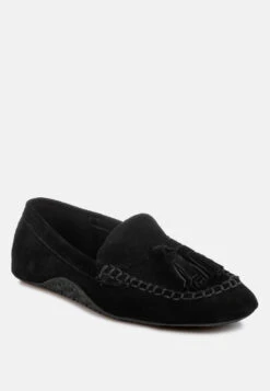 Kipstar Real Suede Leather Tassel Loafers 34 Kipstar Real Suede Leather Tassel Loafers -Her Shoe World Kipstar Suede Round Toe Tassel Loafers RCSH5119 BLACK 7