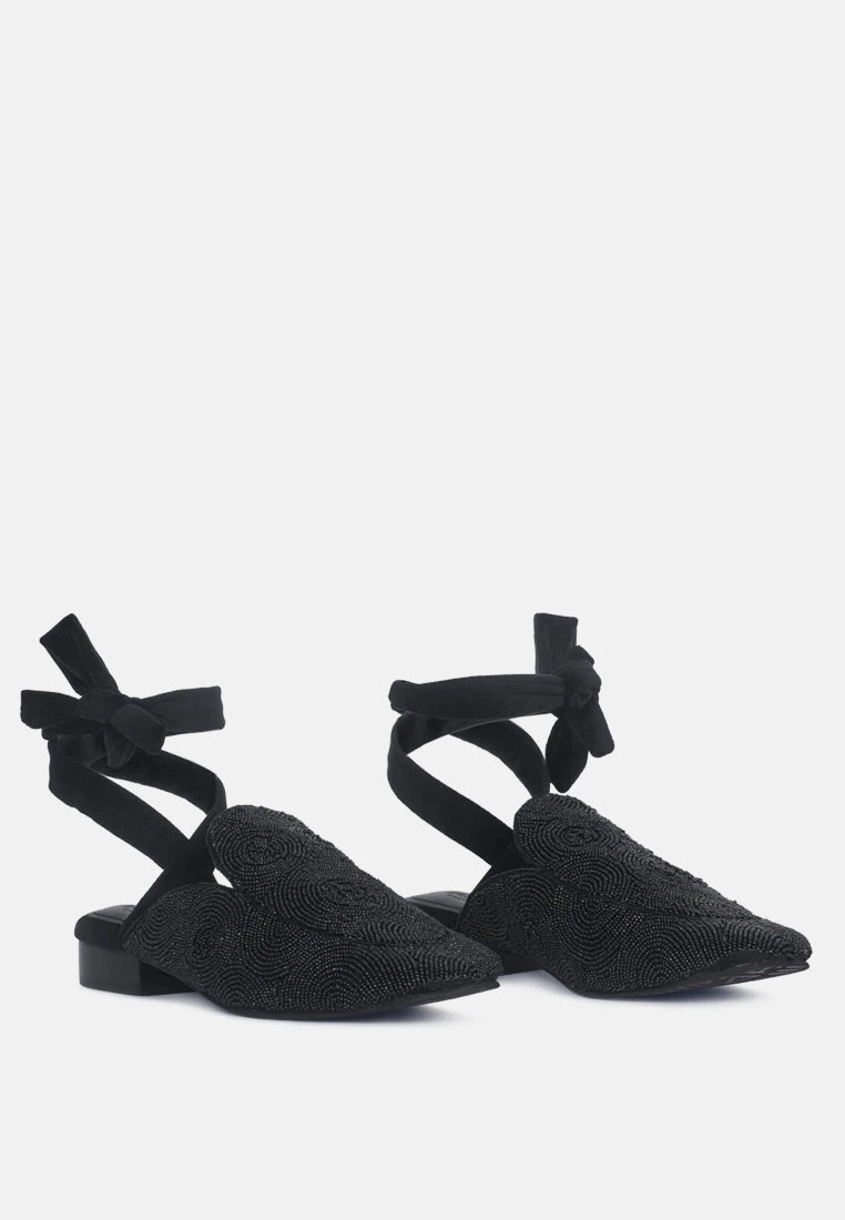 KUBA African Intricate Embroidery Black Mules 3 KUBA African Intricate Embroidery Black Mules