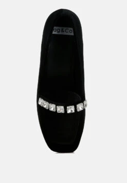 Kyari Velvet Diamante Strap Loafers -Her Shoe World KyariVelvetDiamanteStrapLoafers RCSH5051BLACK 7