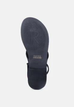 WRAP-UP Tie Around Black Flat Sandals -Her Shoe World LENABlackSuedeWalkingLoaferMules RCSH2861 Black 8