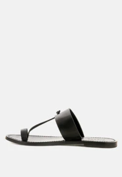 LEONA Black Thong Flat Sandals -Her Shoe World LEONABlackThongFlatSandals RCSH1853 Black 5