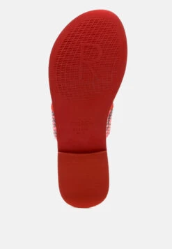 LEONA Snake Print Thong Flat Sandals -Her Shoe World LEONASnakePrintThongFlatSandals RCSH1853 Red 13