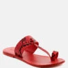LEONA Snake Print Thong Flat Sandals -Her Shoe World LEONASnakePrintThongFlatSandals RCSH1853 Red 2