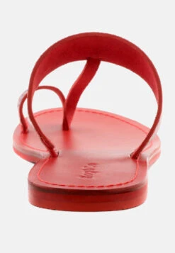 LEONA Snake Print Thong Flat Sandals -Her Shoe World LEONASnakePrintThongFlatSandals RCSH1853 Red 6