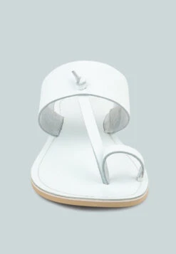 LEONA White Thong Flat Sandals -Her Shoe World LEONAWhiteThongFlatSandals RCSH1853 White 4