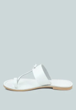 LEONA White Thong Flat Sandals -Her Shoe World LEONAWhiteThongFlatSandals RCSH1853 White 5