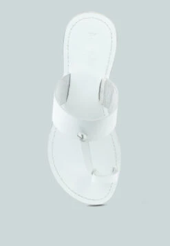LEONA White Thong Flat Sandals -Her Shoe World LEONAWhiteThongFlatSandals RCSH1853 White 7