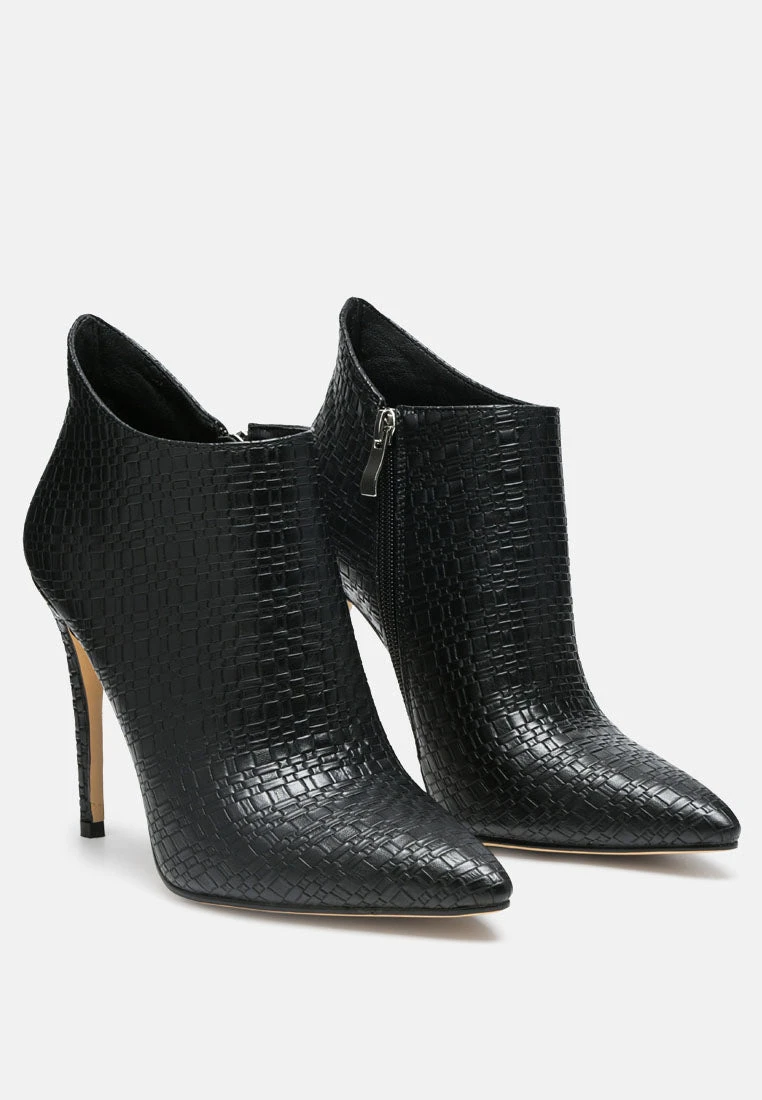 LOLITA Woven Texture Stiletto Boot In Black 3 LOLITA Woven Texture Stiletto Boot In Black