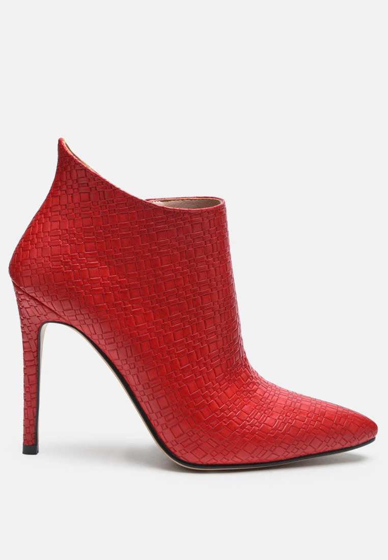 LOLITA Woven Texture Stiletto Boot In Red 5 LOLITA Woven Texture Stiletto Boot In Red - Image 3
