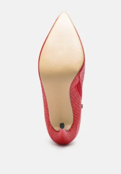 LOLITA Woven Texture Stiletto Boot In Red 15 LOLITA Woven Texture Stiletto Boot In Red -Her Shoe World LOLITAWovenTextureStilettoBootinRed RCSH2670 RED 4