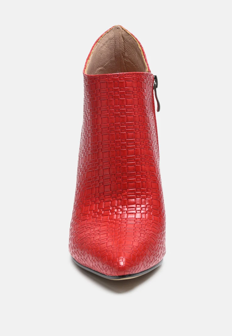 LOLITA Woven Texture Stiletto Boot In Red 6 LOLITA Woven Texture Stiletto Boot In Red - Image 4