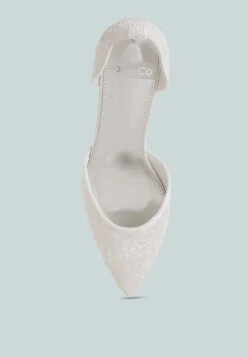 Laika Lace Kitten Heel Sandals -Her Shoe World LaikaLaceKittenHeelSandalsRCSH5112WHITE 3