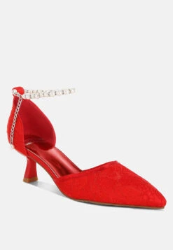 Laika Lace Kitten Heel Sandals -Her Shoe World Laika Lace Kitten Heel Sandals RCSH5112 RED 2 f7591252 f8fb 44b6 b700 eba00eb80aac